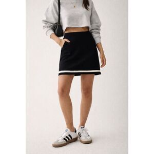 Sincerely Jules Black Soft Knit Mini Skirt White Stripe Hem S